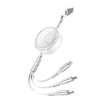 Verilux® Car Charger Cable 3 in 1 Fast Charger, PD 100W Retractable Car Cable with USB A/C to USB C/Lighting/Micro, 480Mbps Data Transfer for iPhone 17/16/15/14, Galaxy S24/S23, Android, Laptop, White