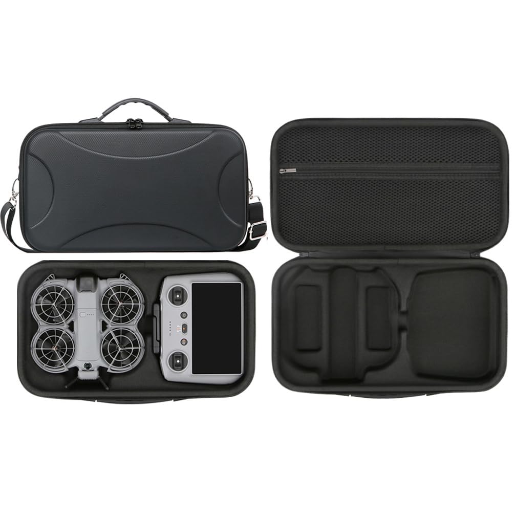 ZORBES® Compatible with Neo 2 Drone Carrying Case with Handle & Shoulder Strap, Hard PU Shell Travel Storage Bag with Custom Compartment for RC, Drone, Charger & Battery, Shockproof Protective Case