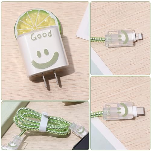 Verilux® Charger Protector Set of 12PCS Cover Cable Coil Sleeve Connector Cartoon Case Compatible with 20W 30W iPhone Charger