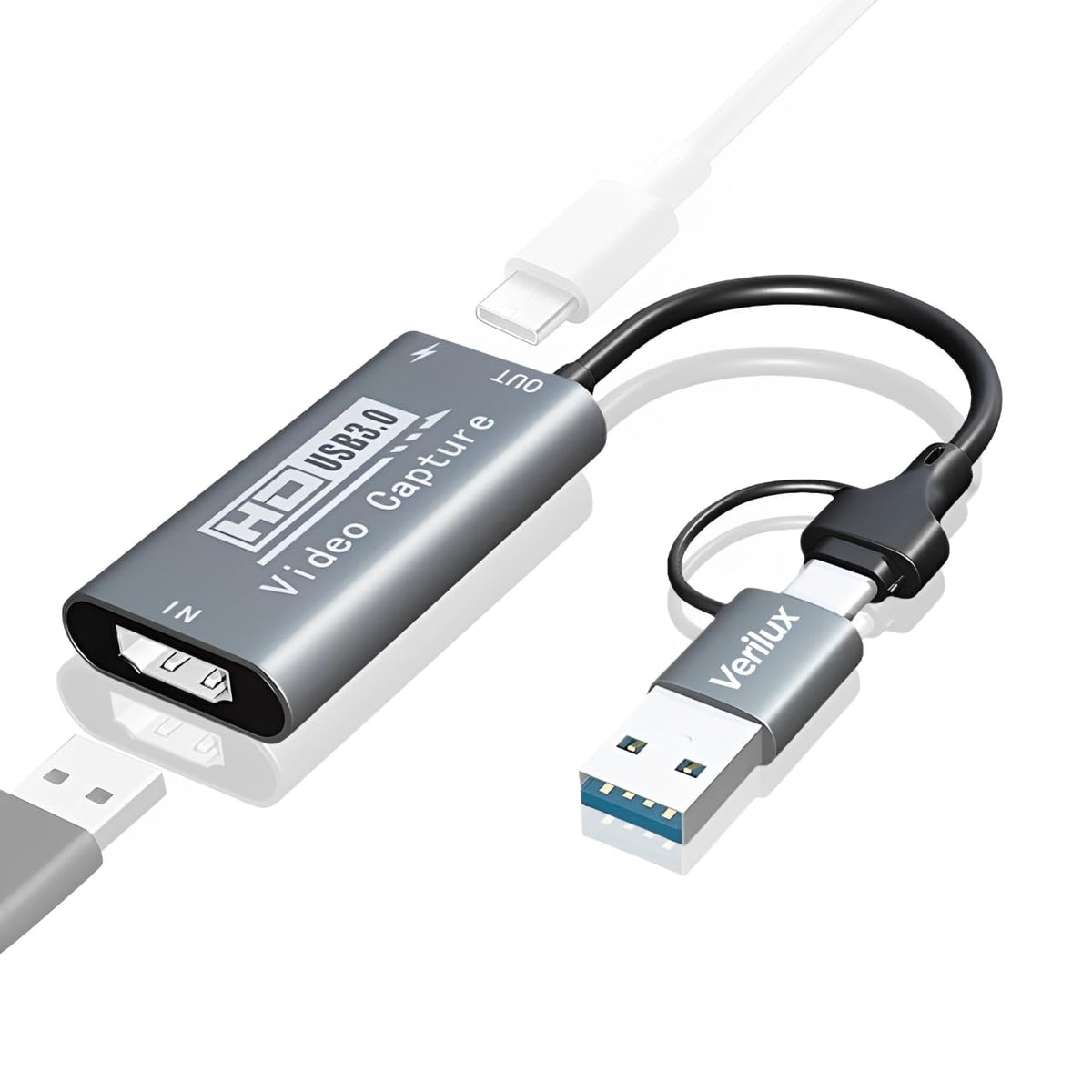 Verilux HDMI to USB 3.0 Video Capture Card for Streaming with 4K 60fps and 100W PD Charging