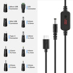 Verilux® USB C to DC Cable with 8 DC Connectors, 5V-20V Adjustable Power Design with Switch Button, 3.3Ft USB C to DC Converter Charging Cable for Notebooks, Portable Monitors, Stationary Routers