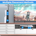 ZORBES® LED Fan for PS5 Slim Console, Quiet Cooler with Memory Function, Accessory with 3 Fans & USB 3.0 Port Compatible with Playstation5 Slim Digital & Discs Edition