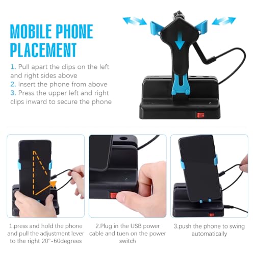 ZORBES® Phone Shaker for Steps Compatible with Stepper Shaker for 6.5'' Phones, Phone Swing Device with Switch, Silent Electric Step Simulator, USB Plug and Go