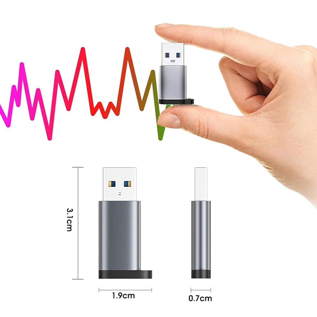 Verilux USB C to USB A Adapter for High Speed 5Gbps Data Transfer with PD Charging | Aluminum Alloy 3Pcs Set Featuring Lobster Clasp Keychain