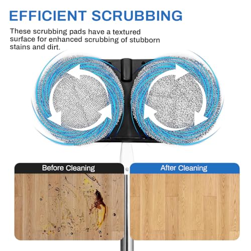 Verilux® 6PCS Replacement Mop Pads for AGARO Floor Scrubber 16cm 6.3 inches Water Absorbent Scrubbing Cleaning Universal
