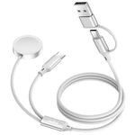 Verilux 4 in 1 Watch Charger Cable for Apple with 4.9 ft USB C Fast Charging Pad | Dual Device Power