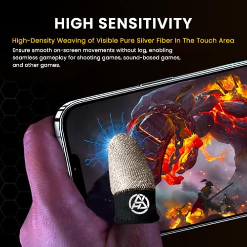 ZORBES® 12PCS Gaming Finger Sleeves, Cot Gaming Finger Sleeves, High Sensitivity Silver Fiber Gaming Finger Sleeves for Mobile Game, Pubg, Cod, Freefire & Fortnite