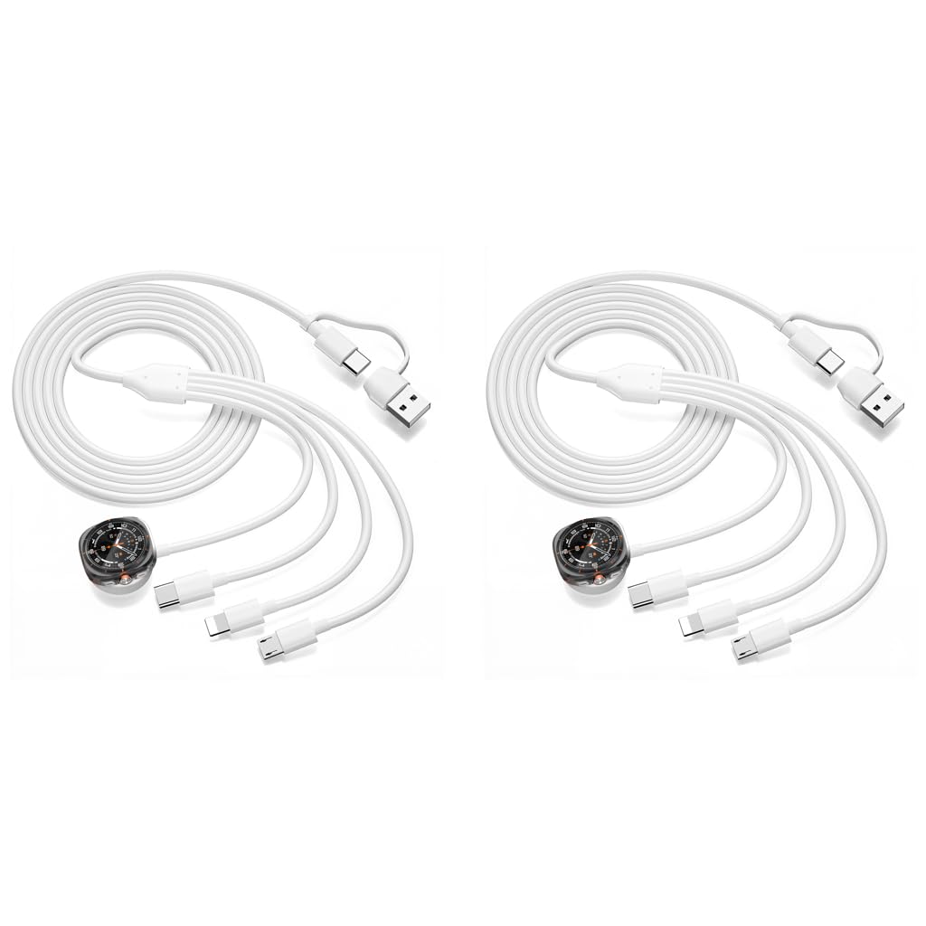 Verilux Multi Type C Cable 4 in 2 3.9 ft for iPhone and Galaxy featuring Magnetic Watch Charger | USB C to C Micro USB and Lightning Connectors