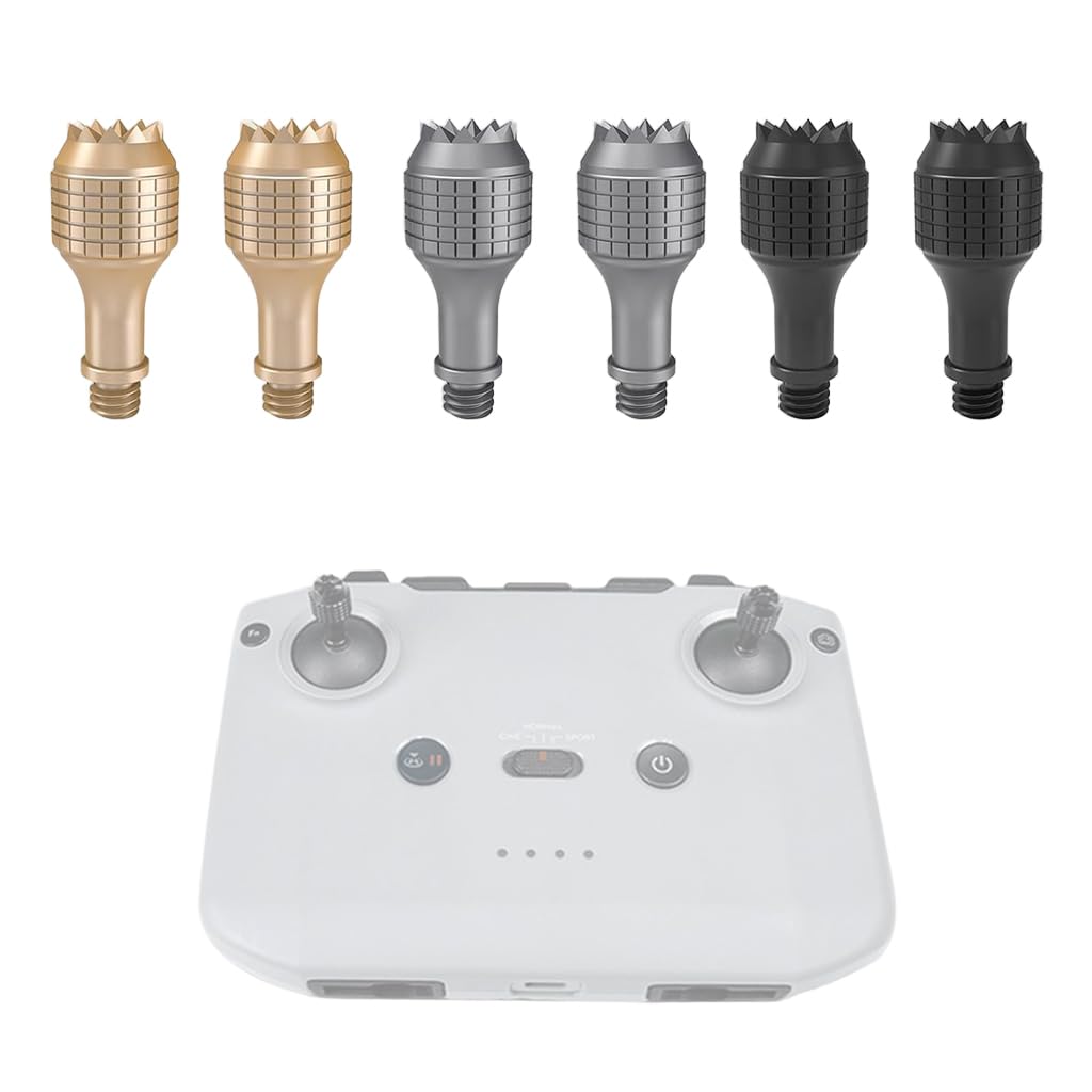 ZORBES® Compatible with DJI RC-N1/N2/N3, 3 Pairs Control Sticks Protectors Aluminum Alloy Joystick Grips, Fashion Crown Thumb Rocker Grips, Original Storage Slot Compatibility, Drone Accessories