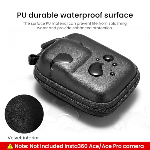 ZORBES® Carry Case for Insta360 Ace Pro Action Camera EVA Hard Anti-Scratch with Carabiner Dual Zipper Protective Compatible Mount Attachment Black 3PCS