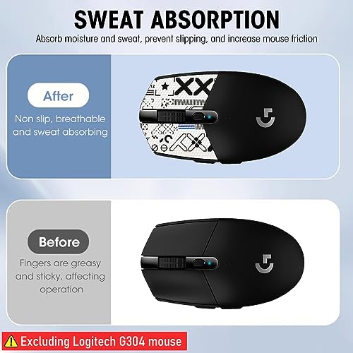 Verilux® Mouse Grip Tape for Logitech G102 G304 Gaming Mouse Skin Pre-Cutted Self-Adhesive Fashion Sweat-Proof (Mouse Not Included) 3 PCS