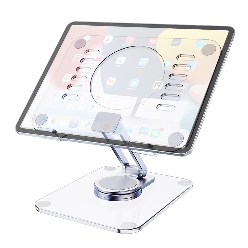 Verilux Desktop Tablet Stand Riser 360¡ã Rotatable Tablet Stand Acrylic Transparent Tablet Riser Rack, Foldable Tablet Stand Holder Universal Stand Rack for Tablet, iPad, Phone, Kindle