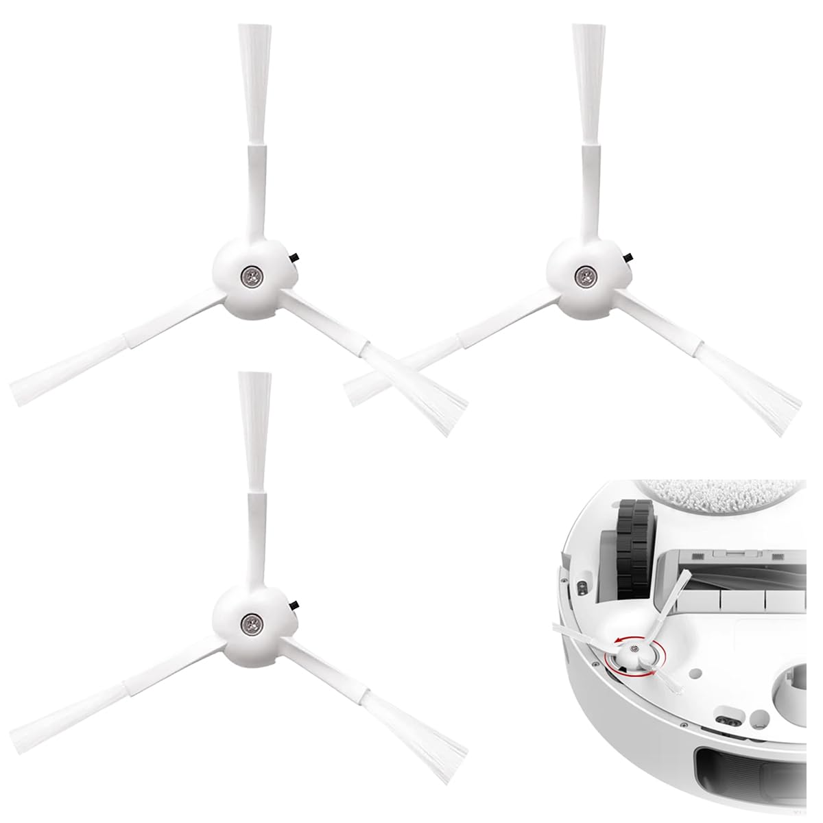 Verilux Side Brushes Kit for Mi Robot MJST1S Mop 2 featuring Anti Tangle Design | Set of 3