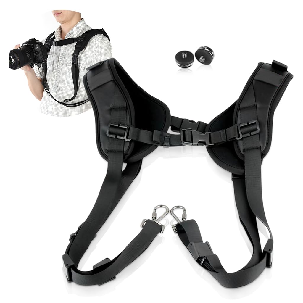 ZORBES® DSLR Camera Harness Strap Dual Camera Shoulder Strap Breathable Shoulder Carrier Harness Quick Release, Universal Sling Carrier