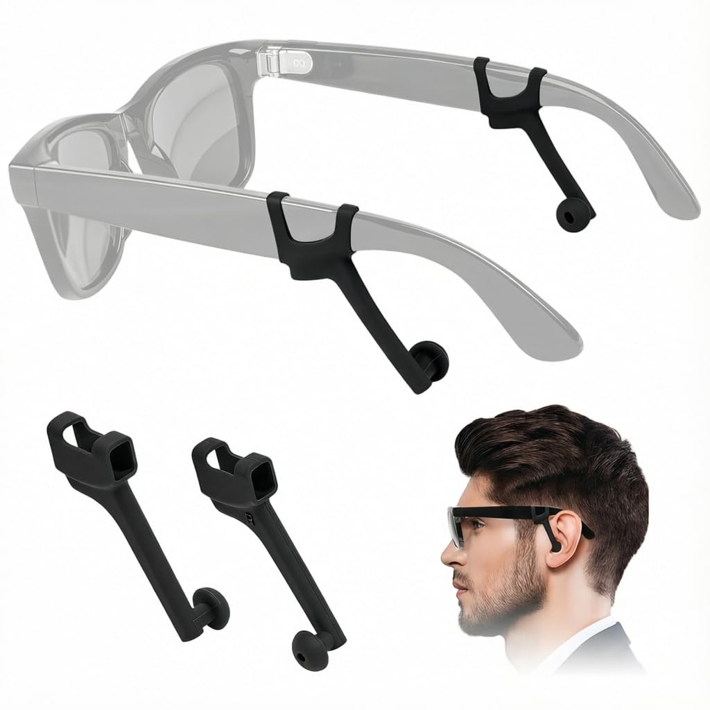 ORBES® Silicone Ear Grips & Noise-Reducing Ear Plugs for Smart Glasses, Slide in Ear Hooks & Audio Enhancer Tips Compatible with R-ayBan Meta, O-akley Meta, XREAL, Rokid & VITURE Glasses