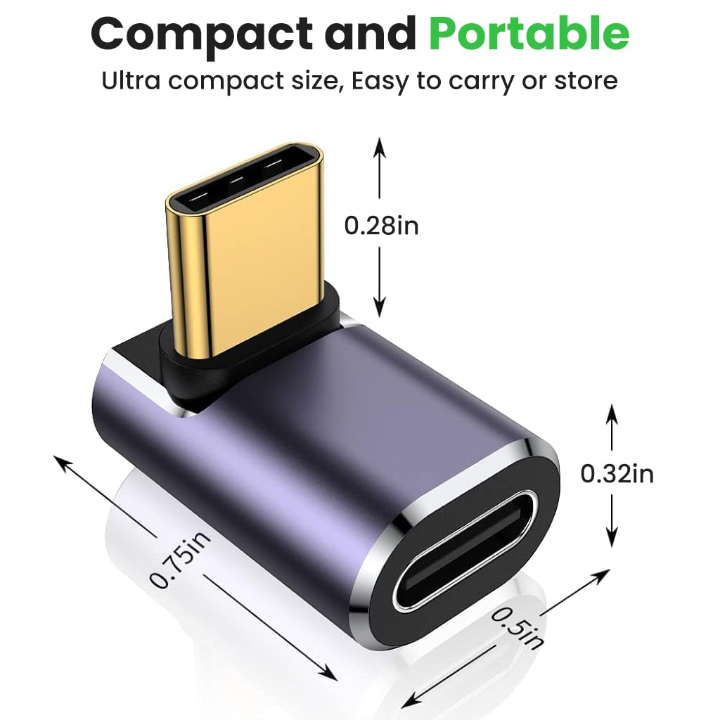 Verilux Type C Adapter with 100W PD and 40Gbps Transfer featuring 90 Degree Design | 8K Output