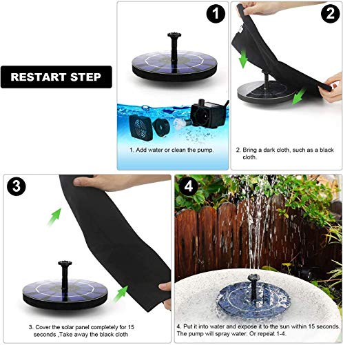 Verilux® Plastic Fountain Solar Power Floating Water Pump For Pool Pond Garden Patio Plants Round 7V 1.4W Black 3PCS