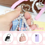 ZORBES® 6PCS Pearl Bow Charms Ribbon Bag Keychain Sweetly Stylish Beading Decorative Handbag Keyring Phone Sling Strap