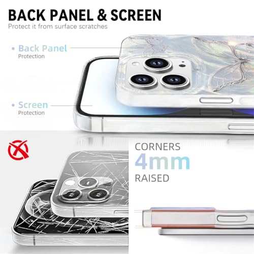 ZORBES® Case for iPhone 16 Pro Max Glittering Silver Butterfly Graphic Soft Slim Shockproof TPU Protection Back Cover for Women Girls 3PCS
