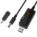Verilux USB to DC Power Cable Boost Converter for Router and Devices with Switch & LED Display 5V to 9V 12V