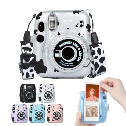 ZORBES® Mini 11 Case Cover, Crystal Protective Camera Case for Fujifilm Mini 11, with Flim Sheet Holder, Easy Install Shell Cover with Shoulder Strap for Intex Camera Mini 11 (case only