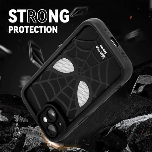 ZORBES® Compatible with Phone 15 Case Cartoon Soft Silicone Anti-Scratch Bumper Enhanced Camera Lens Stylish for iPhone 15 2 PCS Black