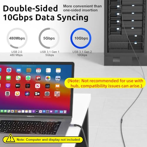 Verilux® Usb C Extension Cable 6.6Ft Type Male To Female Support 100W Pd Fast Charging 10Gbps Data Transfer 4K 60Hz Hd Video Output Compatible With iPad Pro Macbook Dell Grey 3PCS