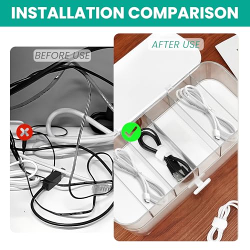 ZORBES® Data Cable Organizer Case Double Layer Clear Cable Accessories Storage Box with Drawer, Flip-up Lid Multi Compartment Cable Holder Small Gadget Desk Storage Box