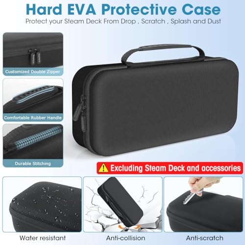 ZORBES® Carrying Case for Steam Deck, Hardshell Handheld Gaming Device Full Kit Storage Carry Bag Fit Charger AC Adapter with 10 SD Games Cartridges Pouch, Stand Hard Shell Travel Pouch for Steam Deck Console