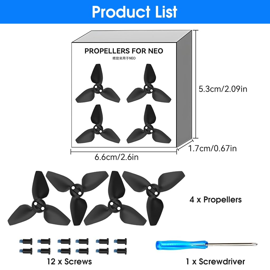 ZORBES® 4Pcs Propellers for DJ Neo Drone, Includes Screws & Screwdriver