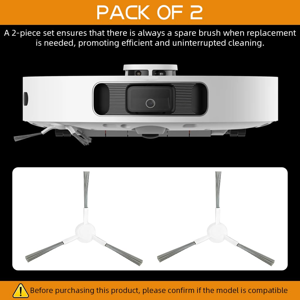 Verilux® 3pcs Replacement Side Brushes for Dreame L10s Ultra Robust Nylon Bristle Side Brushes Spare Side Brushes