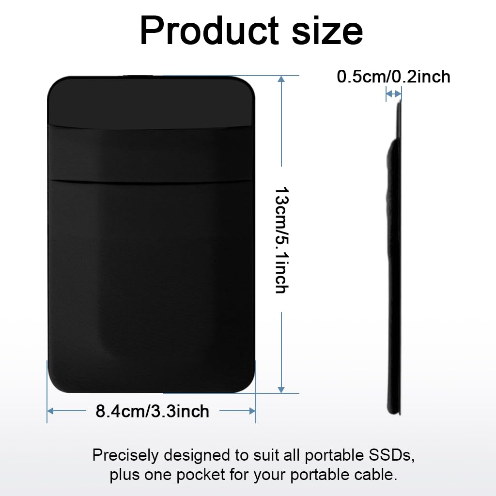 ZORBES® SSD Pouch for Laptop, 3M Adhesive Pendrive Holder Case & Hard Disk Cover Organizer, Double Layer Stretchy Lycra Pockets (13x8.4cm)