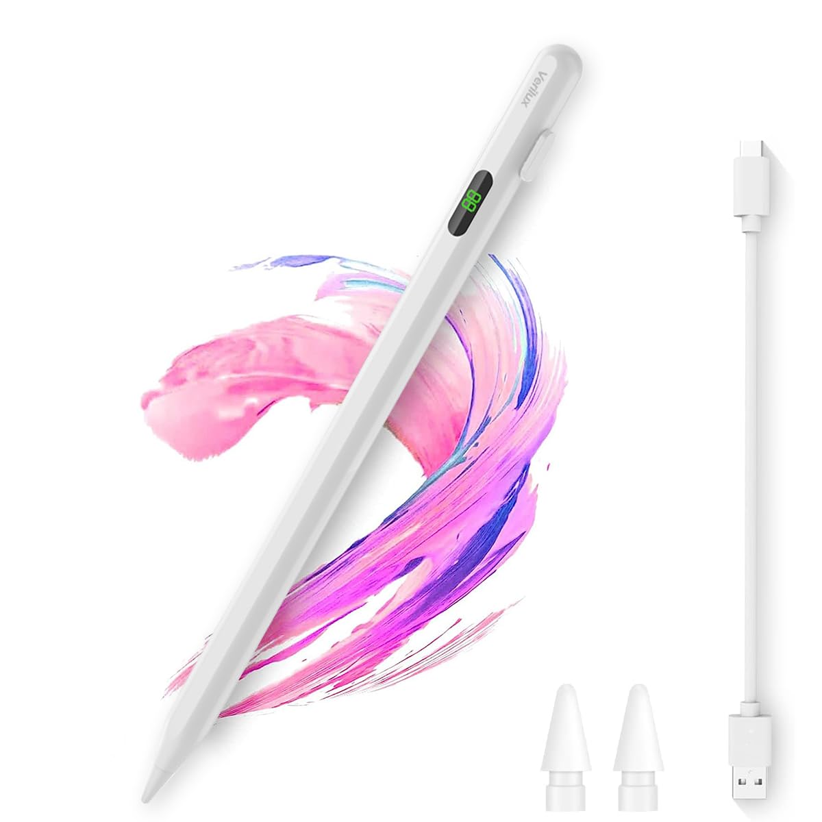 Verilux Stylus Pen for iPad 2018 and Later with LCD Power Display and Palm Rejection | Tilt Sensitivity