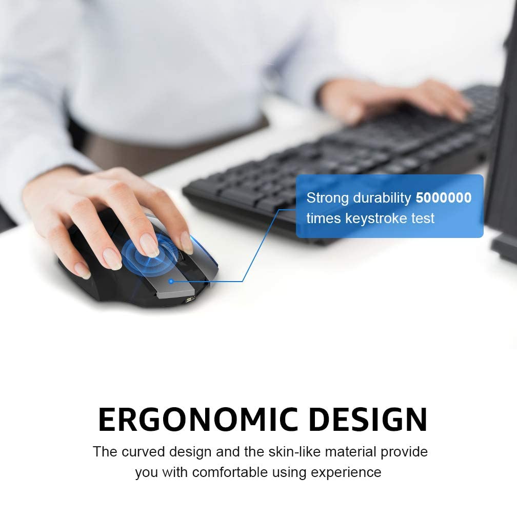 Verilux Wireless Mouse for Laptop and PC with 1600DPI 2.4G Connection | Ergonomic Silent Click Design