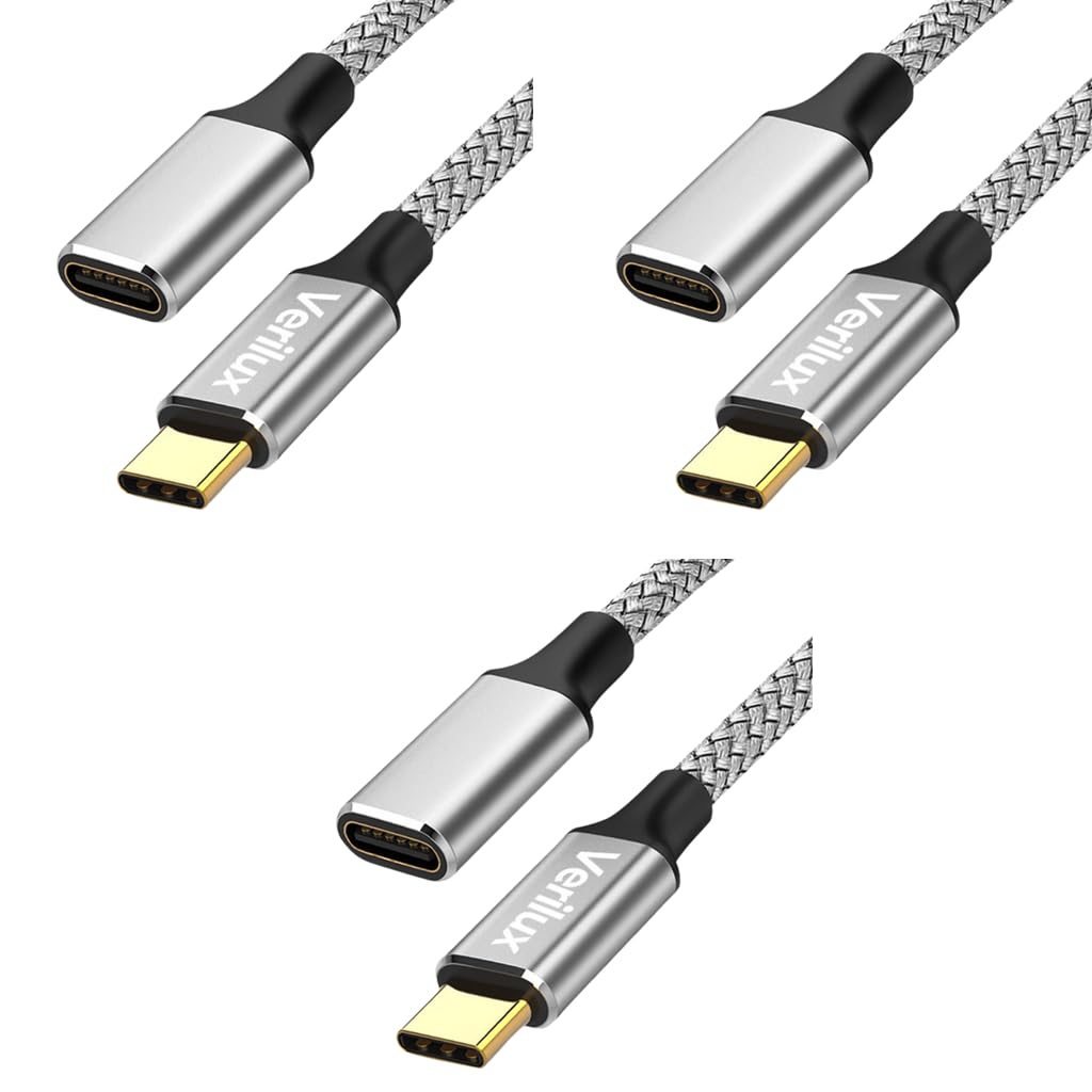 Verilux USB C Extension Cable 9.8 ft for Charging and Data Transfer | 100W PD 10Gbps 4K Output