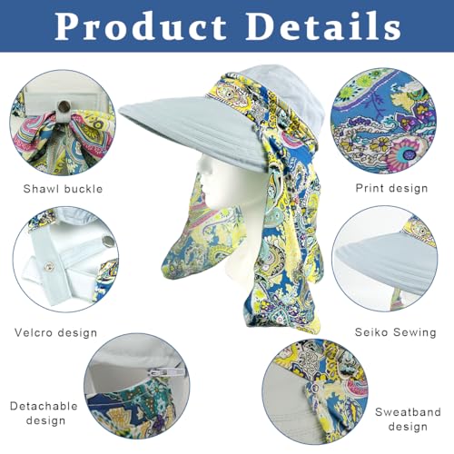 ZORBES® Polyester Wide Brim Sun Hats for Women Beach Foldable UV Protection Summer Cap Travel Holiday Swimming UPF 50+ Blue 2PCS