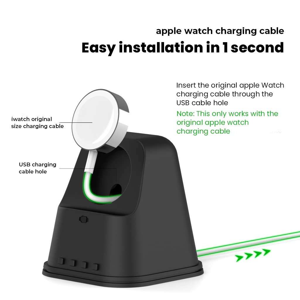 ZORBES® 2 in 1 Charger Stand for Apple Watch Charging Dock Holder Stand Accessories for Apple Watch Series 7/6/5/4/3/2/1/SE(45/44/42/41/40/38mm) Charging Adapters NOT Included - Black