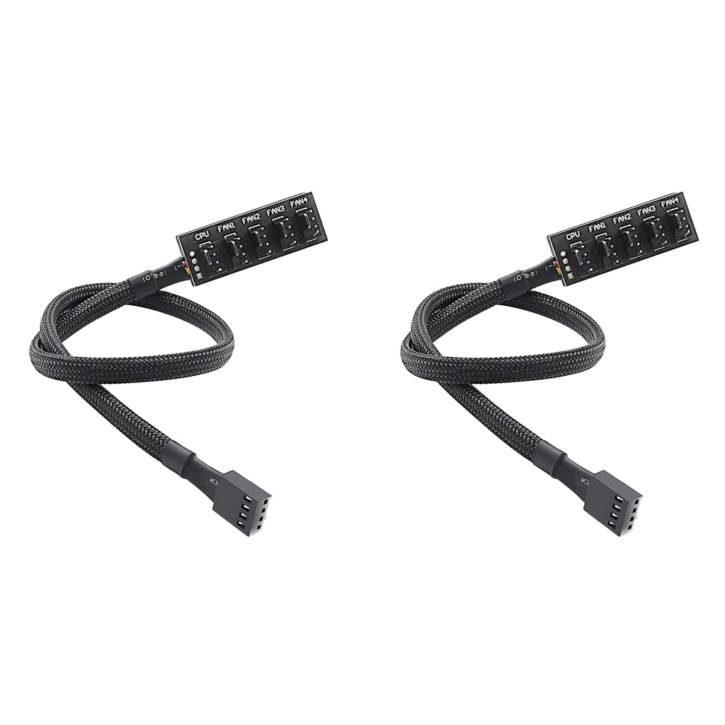 Verilux PWM Fan Hub for PC Case Fans with 15.7 in 1 to 5 Splitter and Braided Nylon Sleeve