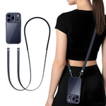 ZORBES® Crossbody Phone Strap with Metal Buckles, 43''-47'' Adjustable Nylon Phone Lanyard for Hands-Free Carrying, Compatible with iPhone 17 Phone Cases, No Tangle Magnetic Shoulder Strap -Black