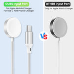 Verilux 4 in 1 Watch Charger Cable for Apple with 4.9 ft USB C Fast Charging Pad | Dual Device Power