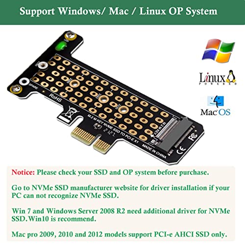 Verilux® NVMe Adapter M.2 PCIe 4.0 x1 Card for M.2 (M Key) 2230 2242 2260 2280 Size NVMe SSD Support PCIe x4 x8 x16 Slot Graphic Card 4PCS