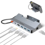 Verilux® USB Hub Dock for Steam Deck 6 in 1 Steam Deck Stand USB Hub Travel USB 3.0 Hub Supports 4K@ 60Hz Video Output, 100W PD Charging, Universal USB Hub Dock for Steam Deck, ROG, Switch