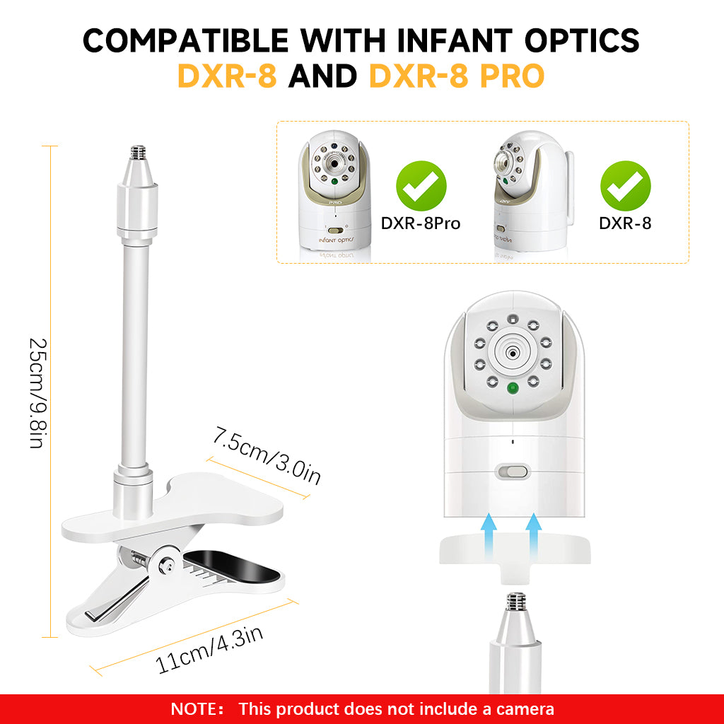 ZORBES® 9.8 inches Flexible Baby Monitor Clip Camera Mount 1/4" Threaded Hole, Flexible Gooseneck Baby Monitor Mount Stand Compatible with Infant Optics DXR-8 and DXR-8 PRO Video Baby Monitor Camera
