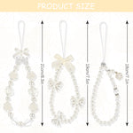 ZORBES® 3Pcs Chic Pearl Beaded Phone Charm Lanyard Flower Charm Bow Phone Loop String Phone Strap Phone Grip Lanyard Cute Girls Phone Charm Fashion Beaded Phone Chain Gifts for Girls.