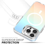 ZORBES® Compatible with iPhone 16 Pro Phone Case with Nylon Lanyard for iPhone 16 Pro Support MagSafe Fashion Translucent Magnetic Phone Case with 2 in 1 Folding Camera Protective Frame Phone Holder