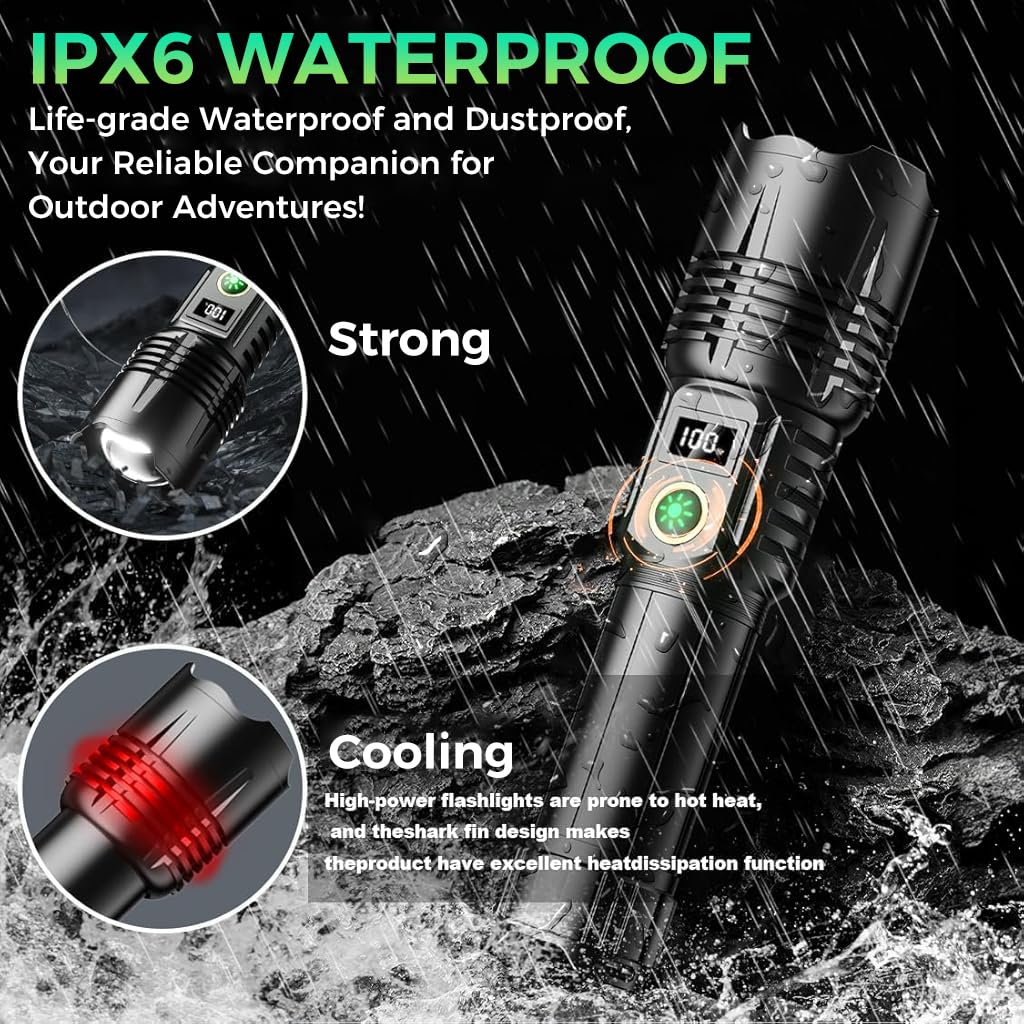 ZORBES® 2000-Lumen High-Power Rechargeable LED Flashlight