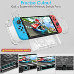 ZORBES® Case Compatible with Nintendo Switch with Protective Film, Transparent Protective Case for Nintendo Switch with Switch Protective Film and Thumb Sticks Caps, Shock Absorption and AntiScratch
