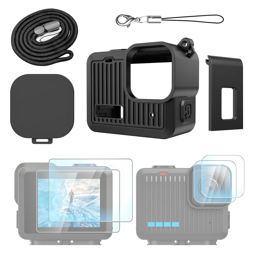 ZORBES® For GoPro Hero 4K Silicone Case Cover, Silicone Camera Shield & HD Tempered Glass Lens Screen Protectors for Gopro Hero 4K Camera ,Anti-scratch Silicone Case Covers Hero 4K Accessories Kit