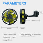 Verilux USB Fan for Car Back Seat with 3 Speed Rotatable Design and Plug and Play | 3 PCS