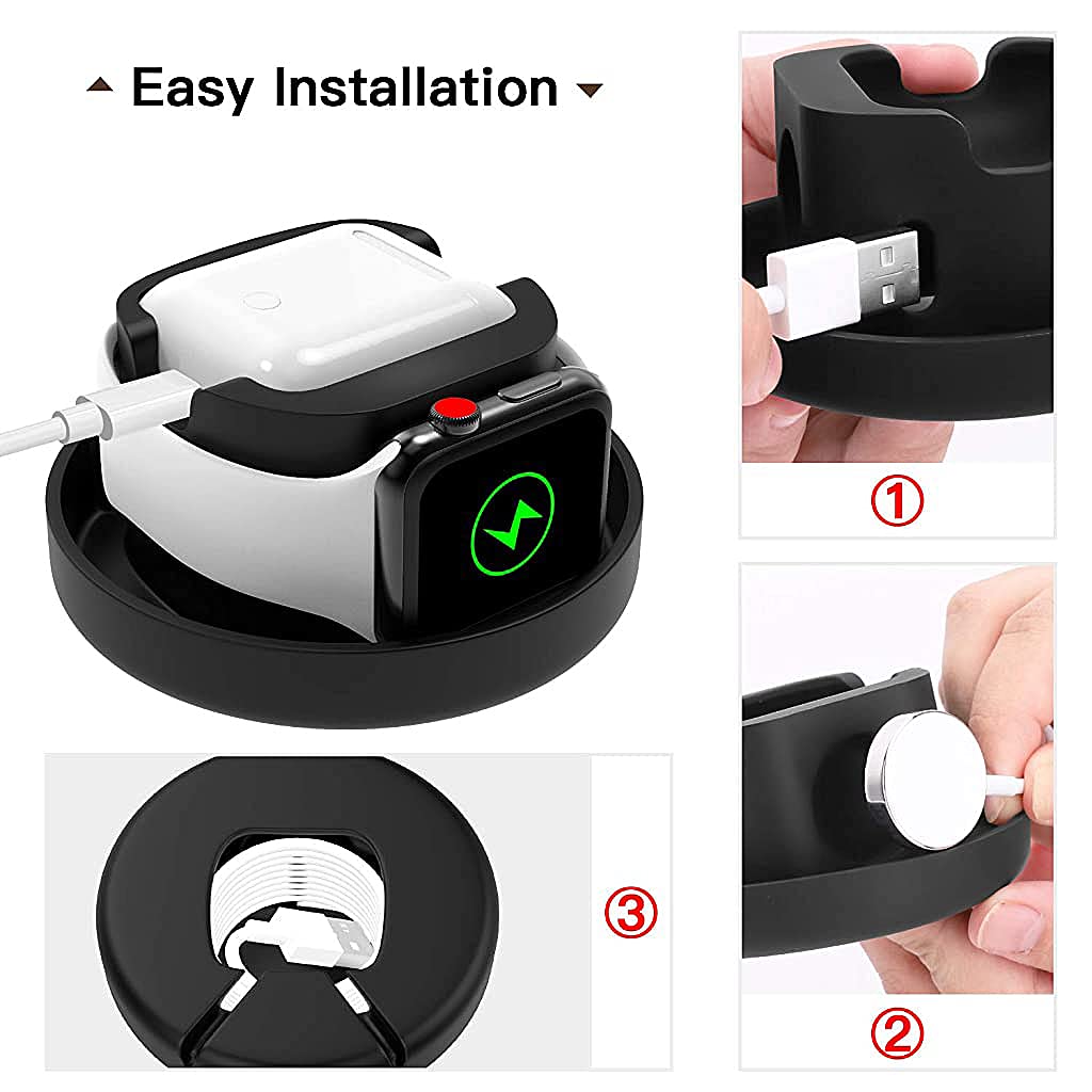 Verilux Storage Box Compatible with Apple Watch 44mm/42mm/40mm/38mm Series 6/5/4/3/2/1/SE, Portable Protective Travel Storage Bag,can Put Charger and Airpods 2 & 1 Charging Case Station Dock